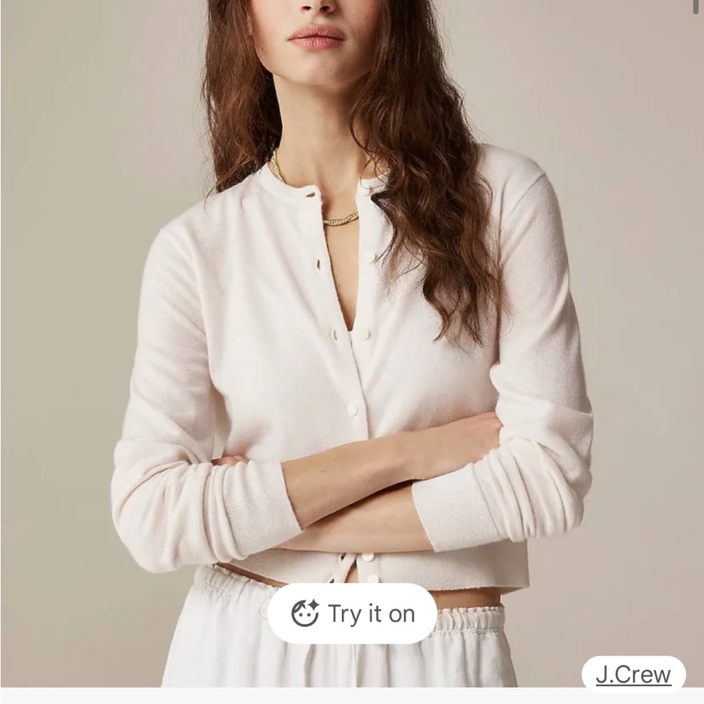 Jcrew Featherweight Cashmere Cardigan Cream M